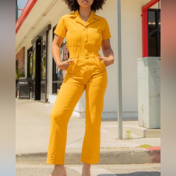 Big Bud Press Mustard Yellow Short Sleeve Jumpsuit Size XXS - Picture 1 of 5